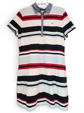 Tommy Hilfiger Striped Polo Dress — Navy, Red, White